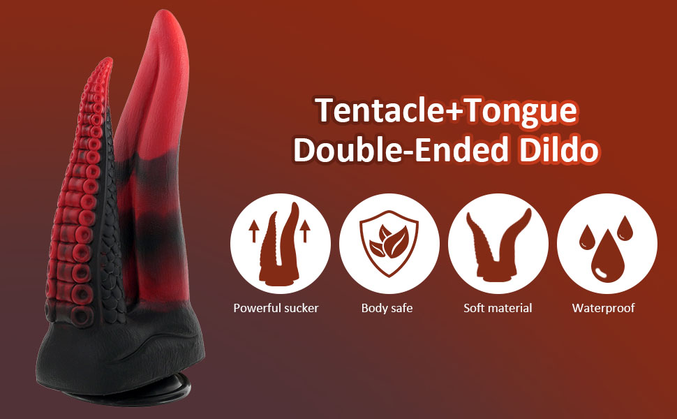 Анальний стимулятор Shkanla Monster Doppeldildo з щупальцями, реалістичний гігантський дилда з присосками, силікон, фентезі, стимулятор G-точки, іграшка для дорослих, червоний, чорний