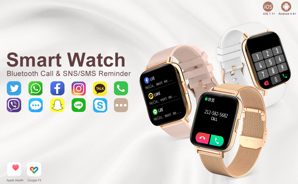 Смарт-годинник для жінок Rose Gold: фітнес-трекер з функцією дзвінків, моніторингом серцебиття, SpO2, сну та менструального циклу, екран 1.69