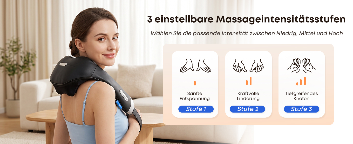 Бездротовий масажер для шиї та плечей Easezen Shiatsu з функцією підігріву, чорний