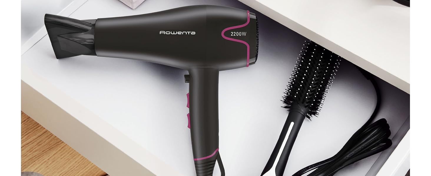 Фен для волосся Rowenta x Karl Lagerfeld CV184L Express Style: компактний, потужний, складаний, чорний