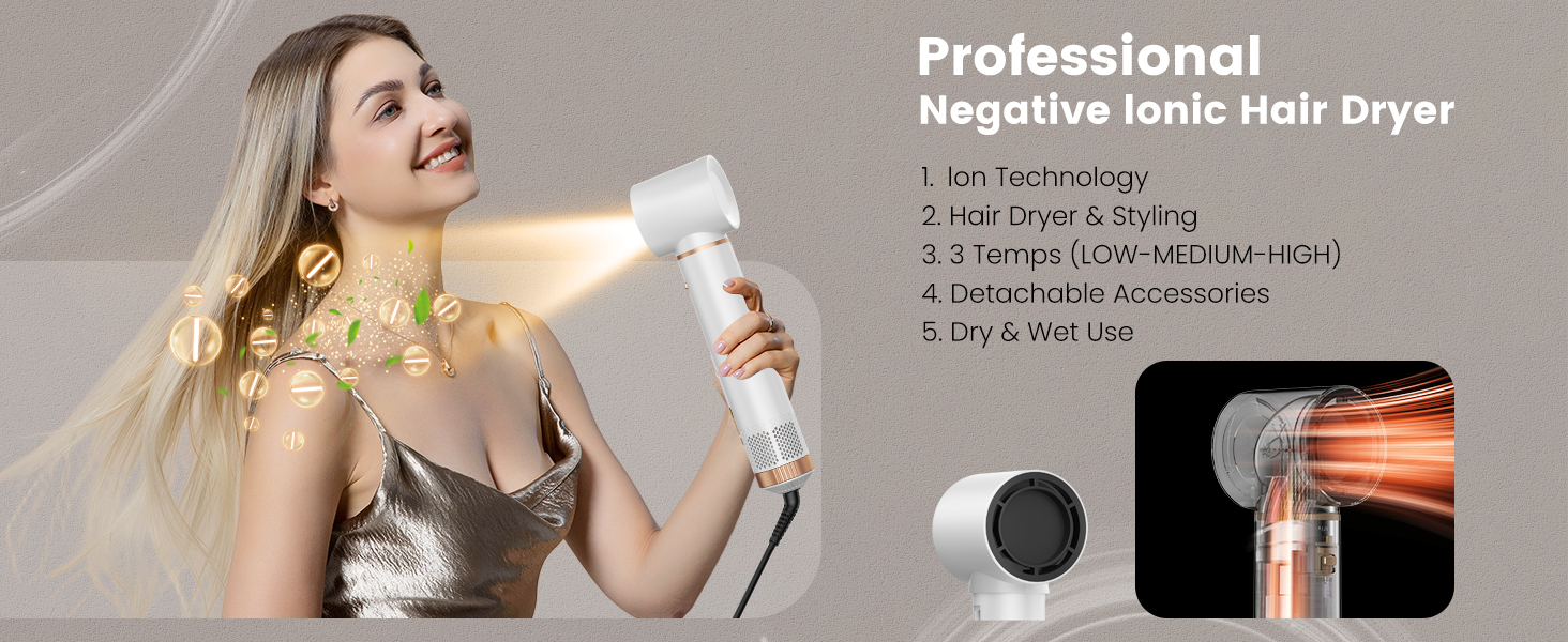 Набір стайлер для волосся 5 в 1 Haarstyler 1000W: фен, круглі щітки, вирівнювач та керлер для всіх типів волосся (чорний)