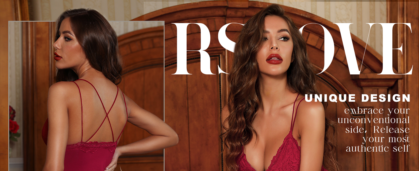 Еротична нічна сорочка Babydoll RSLOVE - чорна мереживна комбінація XXL