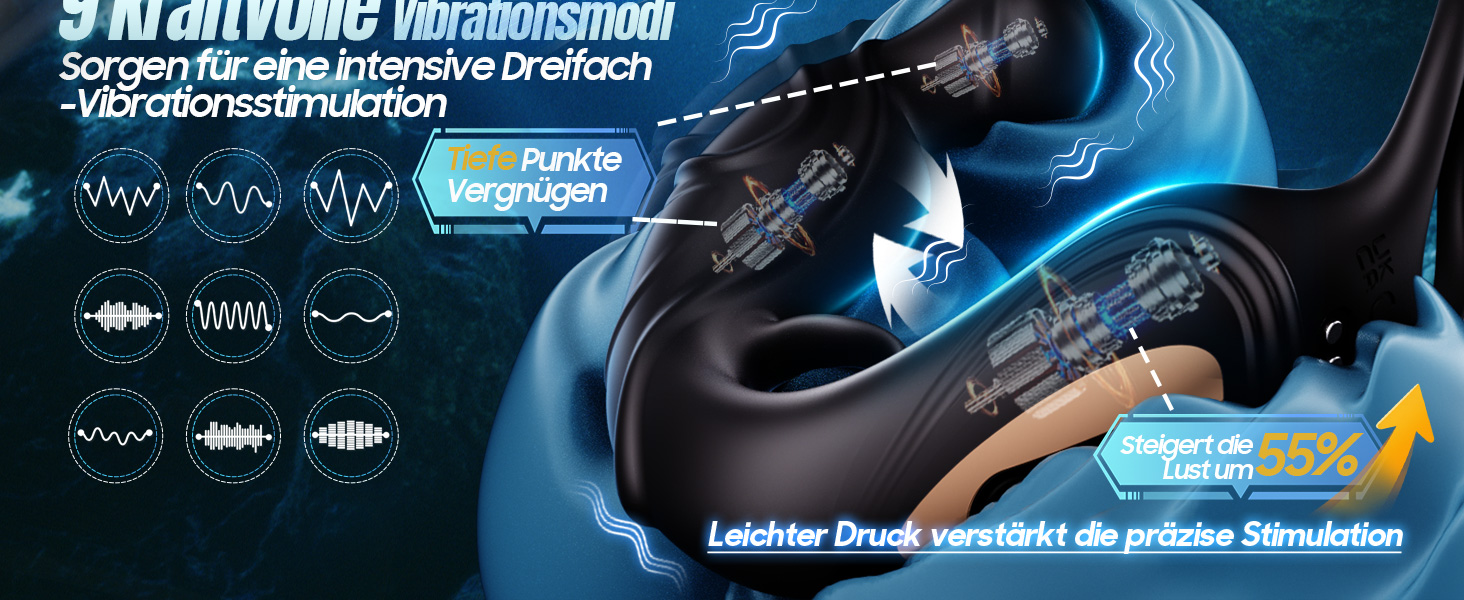 Вібратор анальний для чоловіків з простатичною стимуляцією, 360° обертання, 9 режимів вібрації, кільце для пеніса, керування через додаток