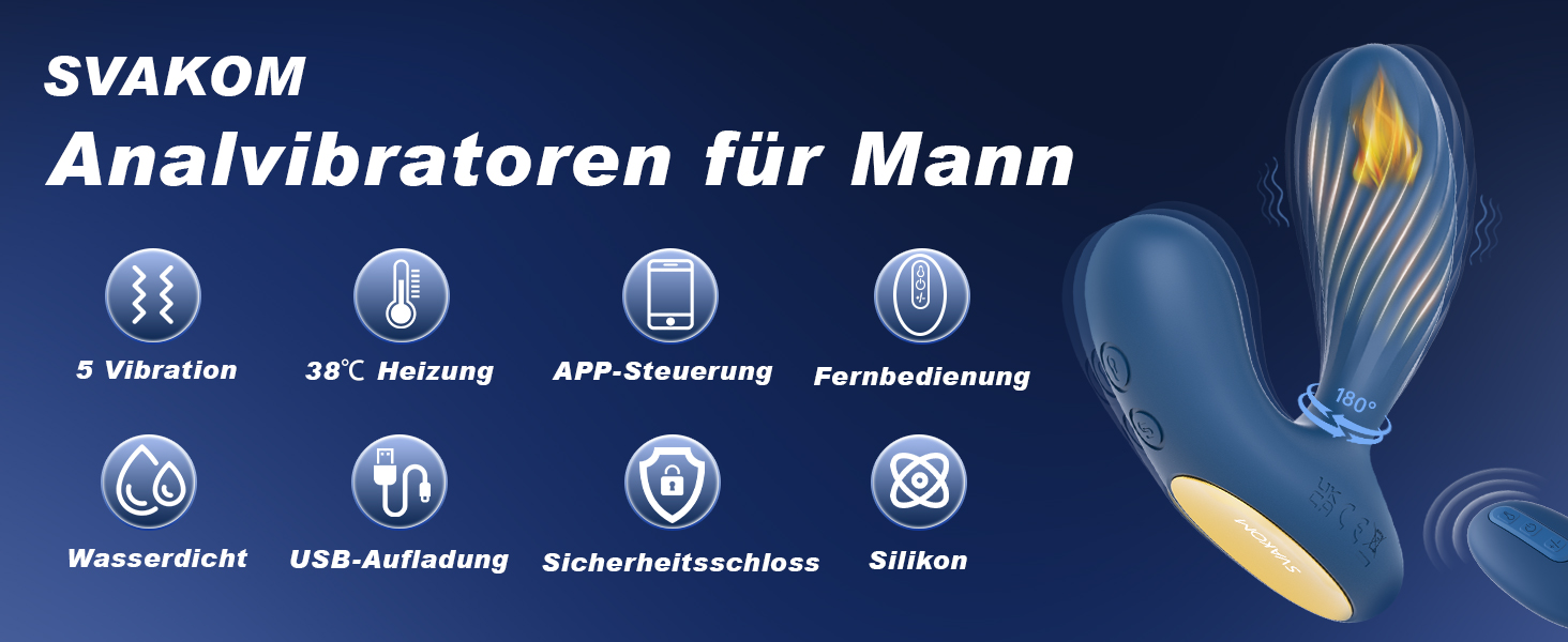Анальний плагін SVAKOM VICK NEO 3 в 1 для чоловіків: 6 вібрацій, 5 інтенсивностей, нагрів до 38°C, стимуляція простати, керування через додаток