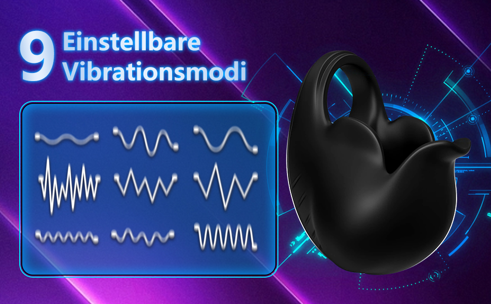 Вібраційний кільце для пеніса Buntune 2-в-1 з пультом дистанційного керування - 9 режимів, масажер для чоловіків