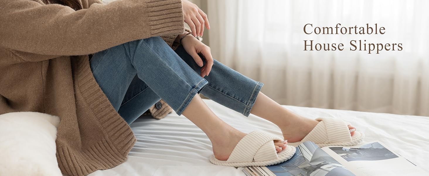 Жіночі домашні капці GOEWY з ефектом пам'яті (Memory Foam), текстильні тапочки з відкритим носком та бантом, протиковзальна підошва, рожеві, розмір 36/37 EU