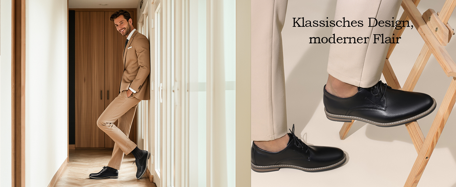 Чоловічі класичні туфлі Bruno Marc: шкіряні бізнес-туфлі Derby Oxfords для весіль та офісу, чорні, розмір 46 EU