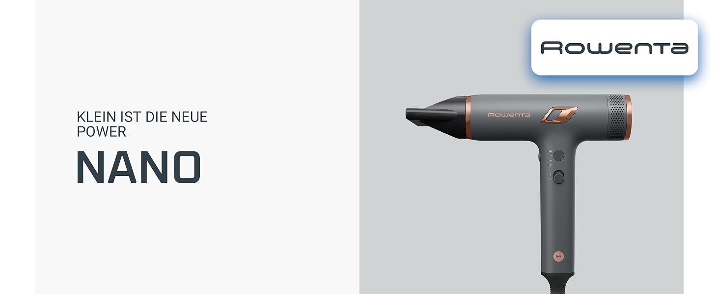 Фен для волосся Rowenta Maestria Nano HY8120 з іонною функцією, цифровий двигун, 1700 Вт, сірий/розе-золото