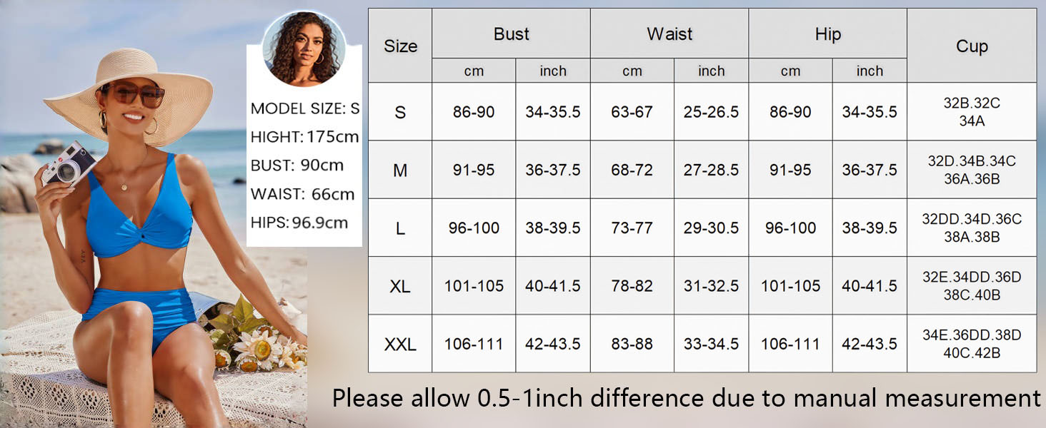 Бікіні Ecouaer для жінок: комплект з високою талією, корегуючий животик, push-up, чорний, S-XXL