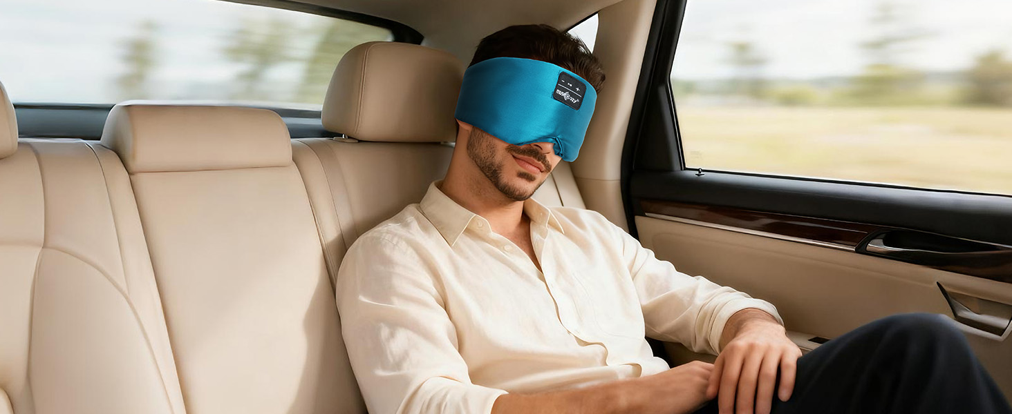 Маска для сну з Bluetooth-навушниками MUSICOZY з натурального шовку та mulberry silk, 3D затемнення, бездротові навушники для сну, комфортна для сну на боці, акумулятор 14 год, зелена
