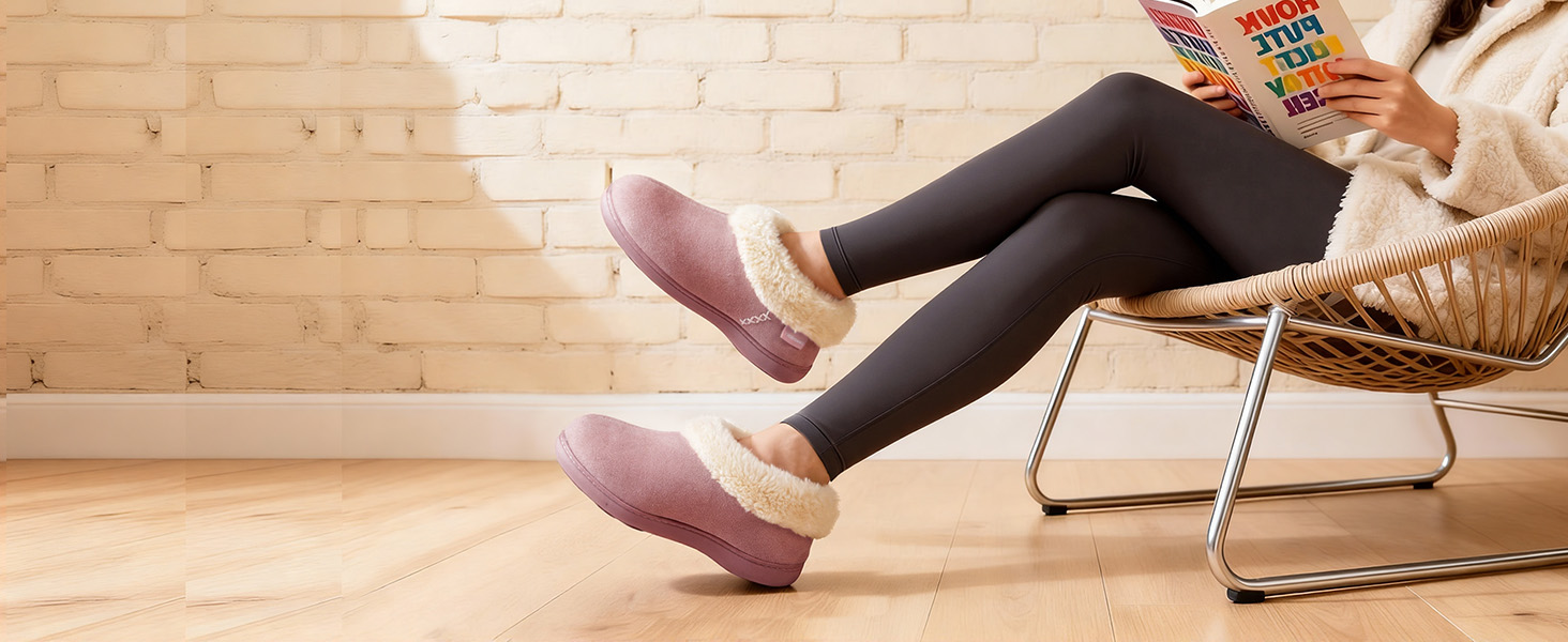 Жіночі зимові капці EverFoams з ефектом пам'яті (Memory Foam), теплі плюшеві та протиковзкі, колір Rose, розмір 40/41 EU