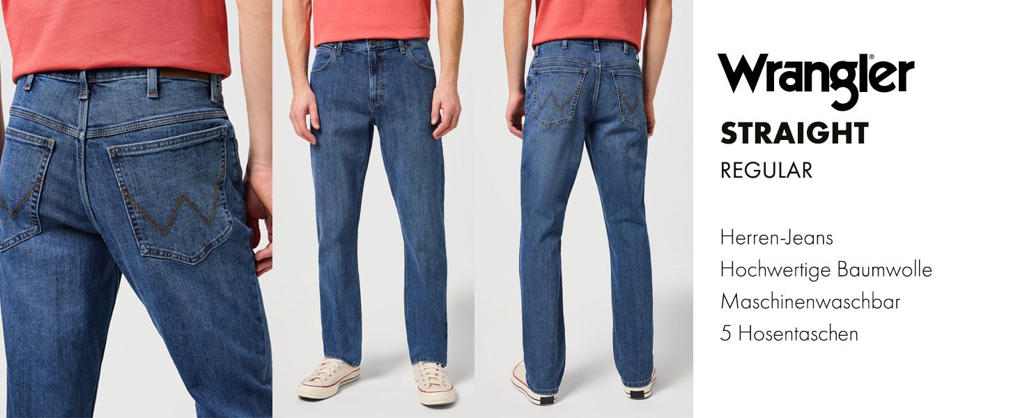 Чоловічі джинси Wrangler Straight Regular Fit середньої посадки, темно-сині (Blau Schwarz), розмір 34W/32L