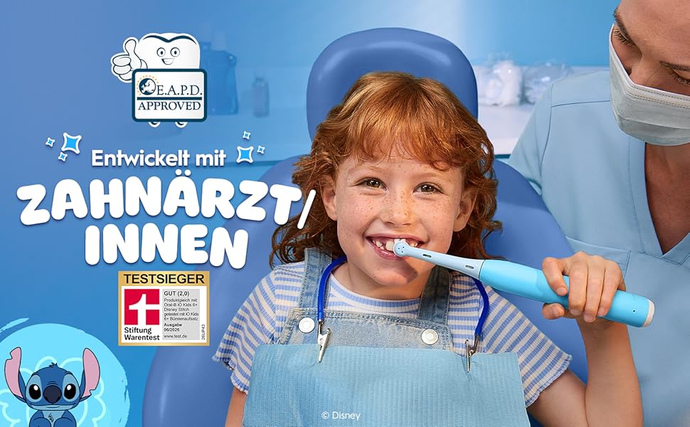 Електрична зубна щітка для дітей Oral-B iO Series 2 Stitch Blue, 3 режими чищення, рожева, з дорожнім футляром та 1 насадкою