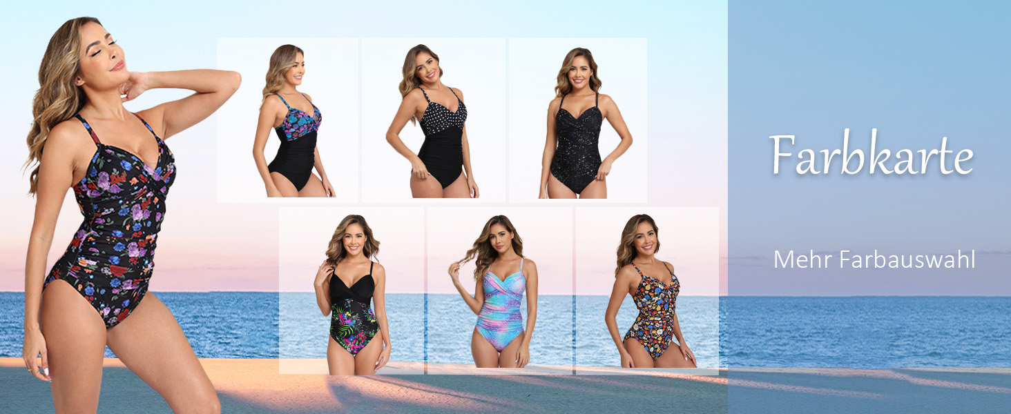 Купальник жіночий Halcurt з животом, з чашками, з драпіруванням, суцільний, з V-подібним вирізом, чорний у горошок, S-XXL