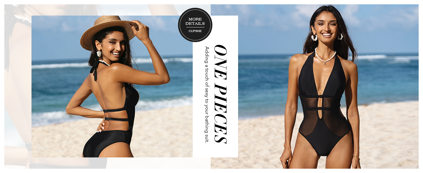 CUPSHE купальник з глибоким вирізом, на зав'язках, з сіткою, відкритий на спині, однотонний (колір: коричневий)