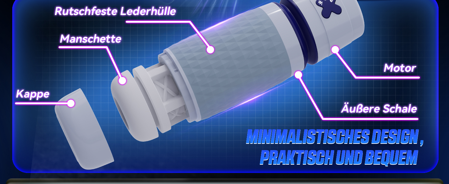 Секс-іграшка для чоловіків Eanatoys Masturbieren: 3 соски, 4 вібратори, реалістична вагіна, імітація оргазму, сірий колір
