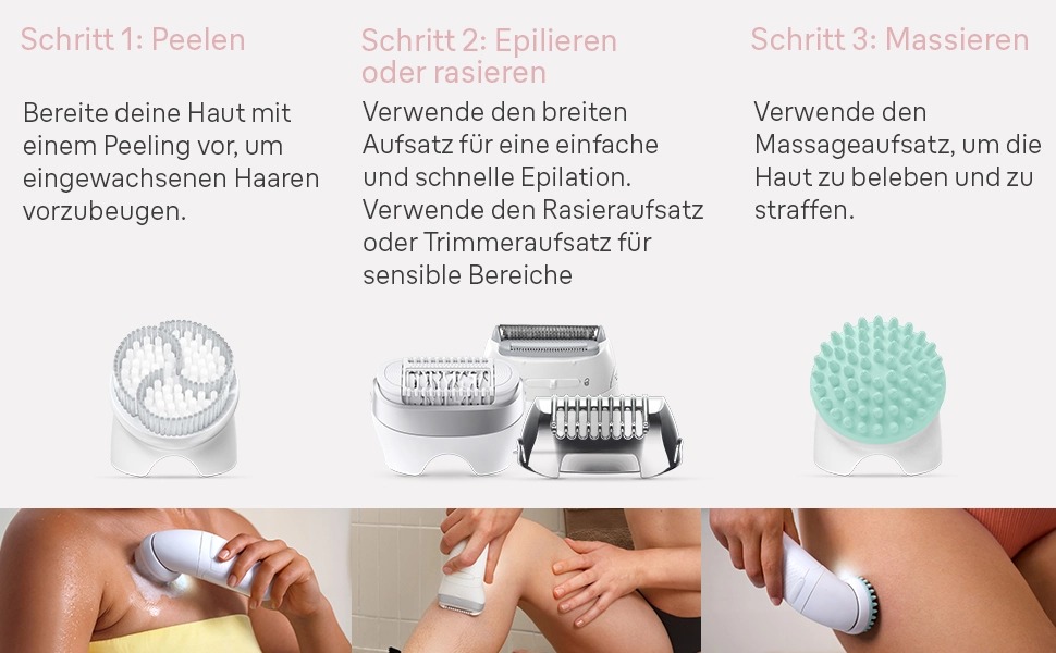 Епілятор для жінок Braun Silk-épil 7 7-011, сріблястий: для вологого та сухого використання, водонепроникний, з насадкою-шавером та набором аксесуарів (1+4), сумка в комплекті