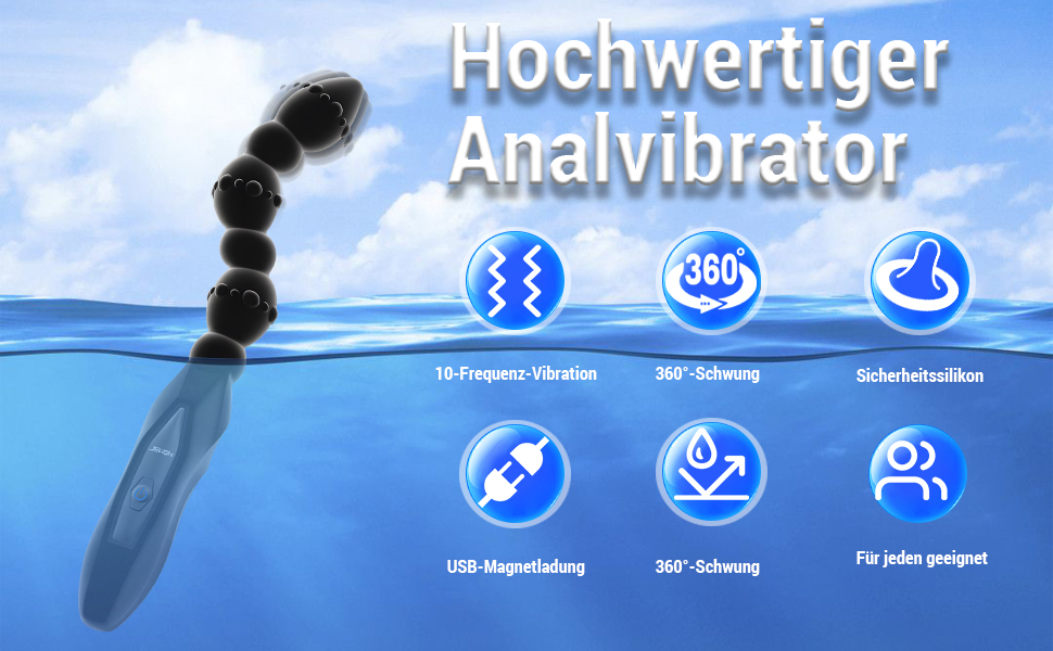 Вібруючий анальний масажер для простати LYMAIS - стимуляція G-точки, 10 режимів, комплект