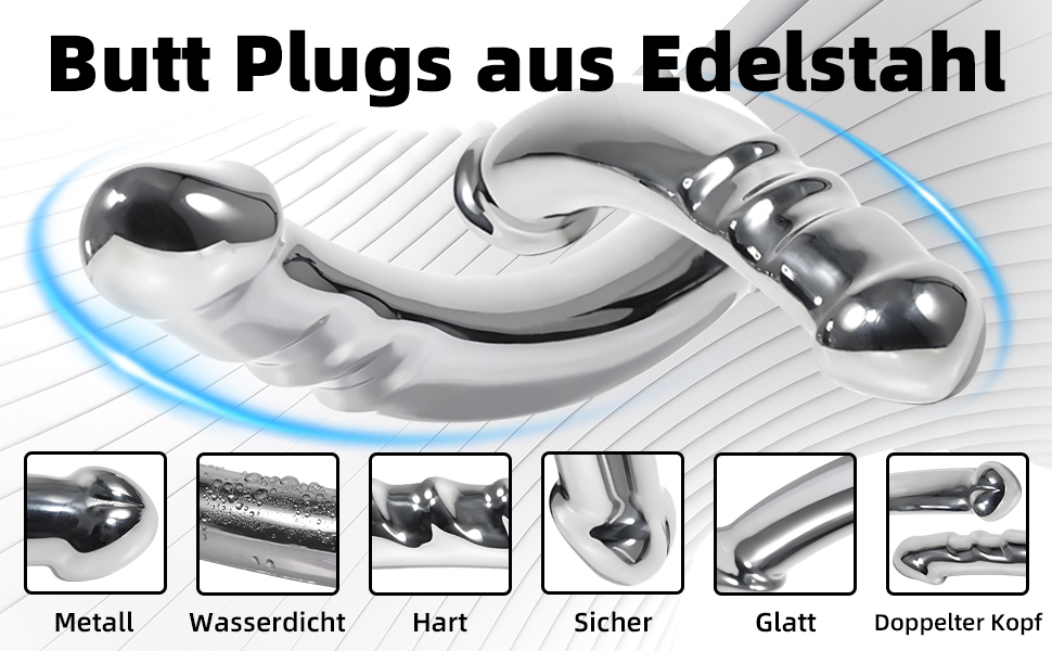 Анальний масажер для жінок Amazbee G-Spot, металевий дилда з двома головками для масажу, іграшки для пар, для чоловічої простати