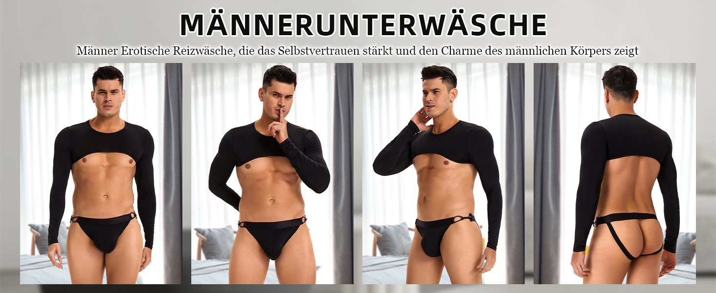 Костюм для чоловіків Ohmydear: сексуальна спідниця з довгим рукавом з шовку та шорти, чорний, XL