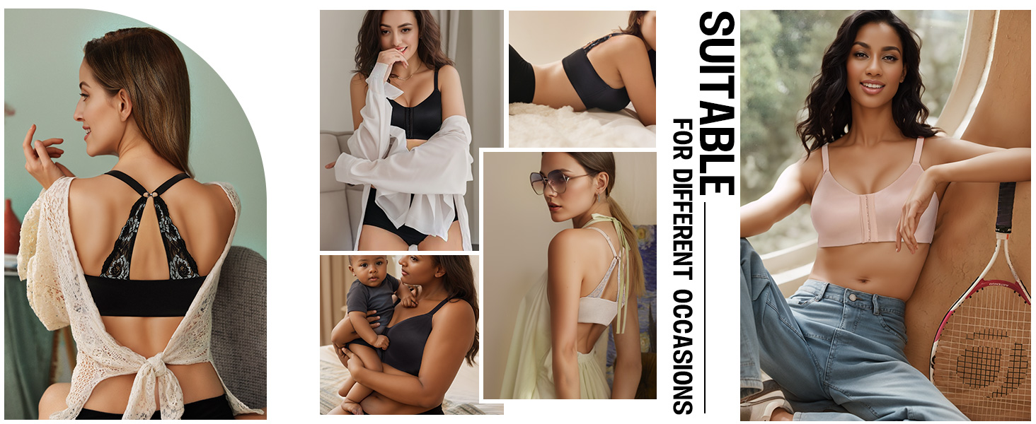 Леморосі: Безшовний бюстгальтер без кісточок, мультивей, на спину, з передньою застібкою, великі розміри, сильний утримання, повна чашка, комфортний, класичний бралетт для повсякденного носіння, 95E, бежевий