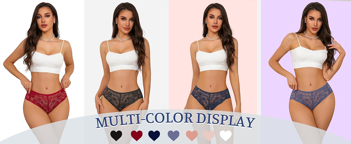 Сліпекс жіночі мереживні, безшовні, великі розміри, 6 шт. (чорний*2, червоний*2, рожевий*2)