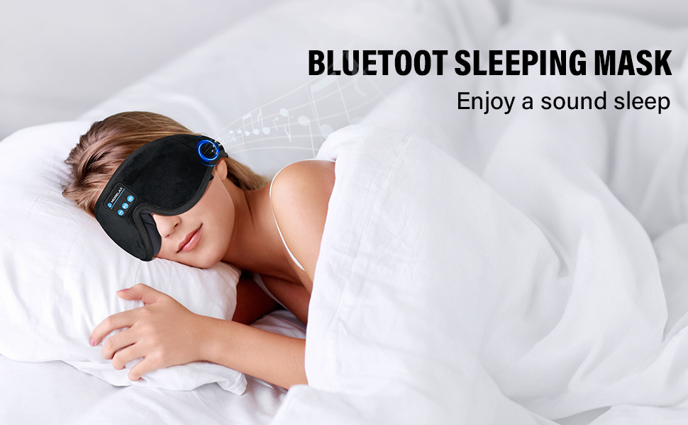 Маска для сну з Bluetooth-навушниками 3D, бездротова м'яка пов'язка на очі для сну на боці та спині, чорна