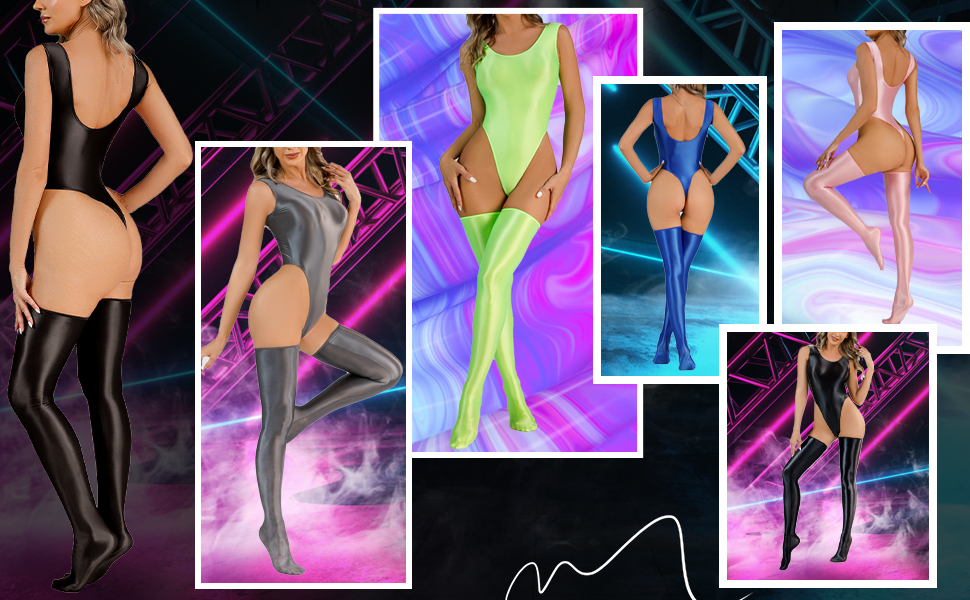 Чулки-гольфи FEOYA, еластичні, з ефектом вологого блиску, без швів, надколінні, для танців, вечірок, клубу, костюмів, універсальний розмір