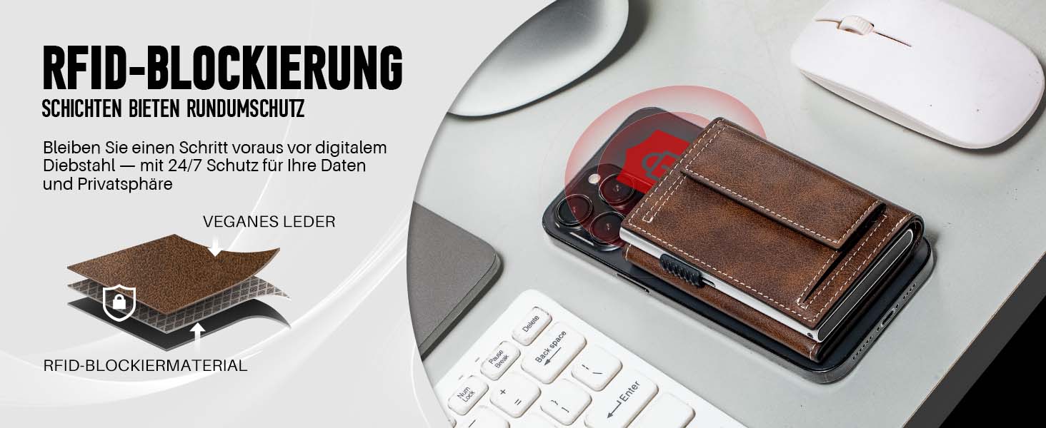 Чоловічий шкіряний гаманець з RFID-захистом, відділенням для монет та віконцем для фото, коричневий