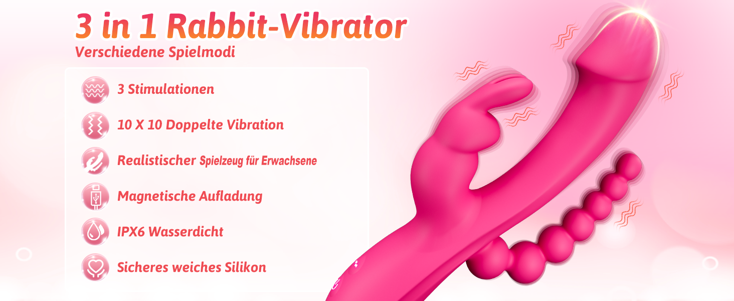 Жіночий вібратор-дільдо 3-в-1 з 10 режимами вібрації та пульсації, тихий вібратор для клітора, дискретний секс-іграшка для жінок