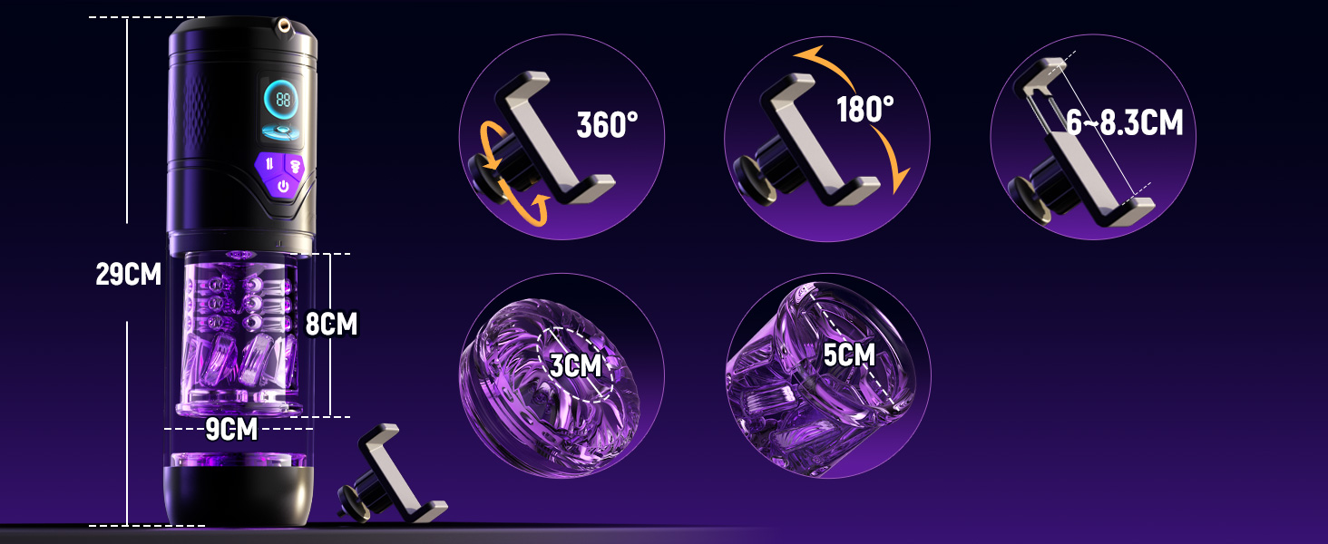 Електричний мастурбатор для чоловіків з 9 режимами, ротацією та вакуумом, з тримачем для телефону та імітацією ротової порожнини