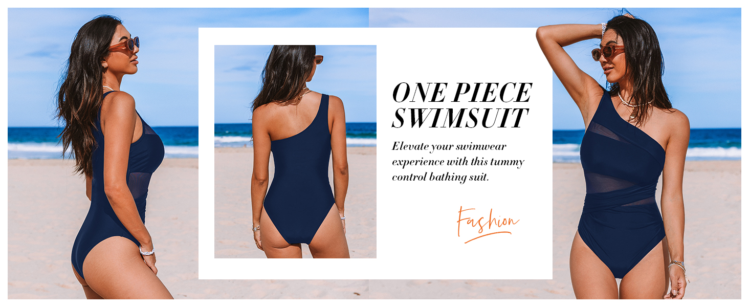 Купальник CUPSHE одноплечий з прозорою сіткою, драпірування, контроль живота, асиметричний, чорний