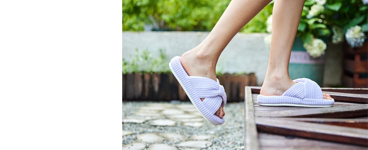 Жіночі домашні капці Chantomoo з ефектом пам'яті (Memory Foam), велюрові тапочки з бантом та перехресними ремінцями, бежеві, розмір 38/39 EU