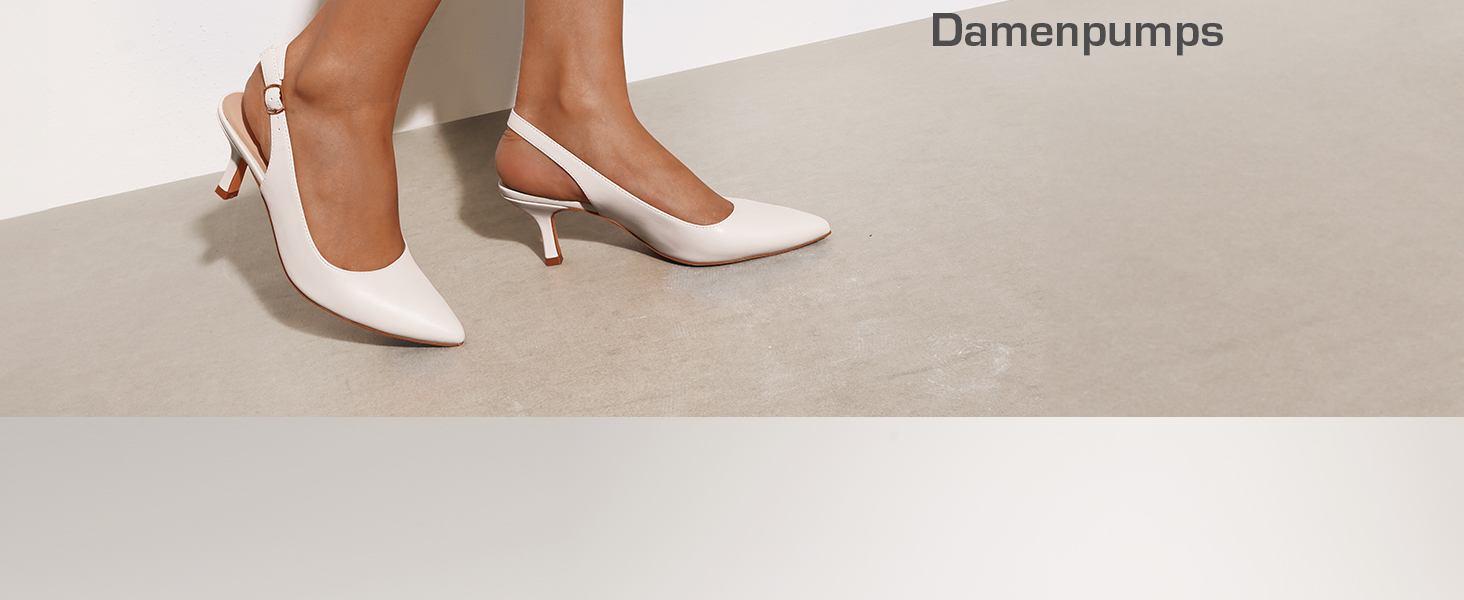 Жіночі туфлі-човники Dream Pairs Slingback на підборах, білі, екошкіра (PU), розмір 39 EU
