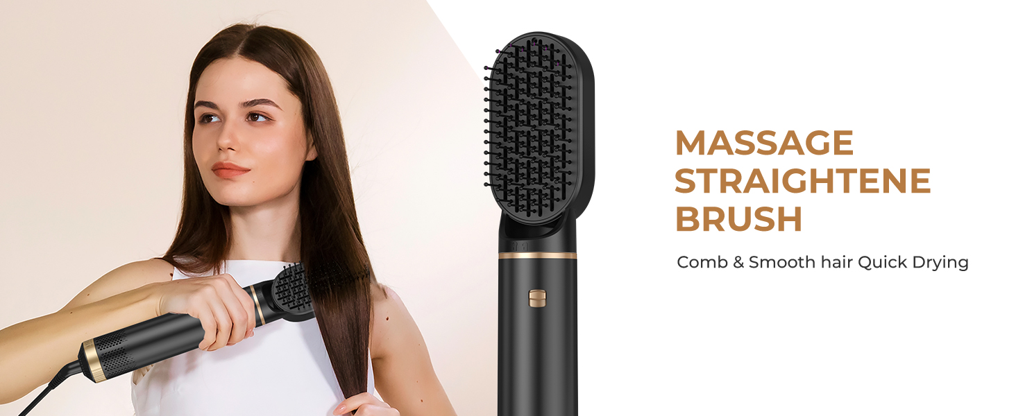 Мультистайлер для волосся 5 в 1 UKLISS Airstyler Pro: фен, брашинг, гольфре, вирівнювач та сушка для волосся, 1000 Вт, Сріблястий/Золотий