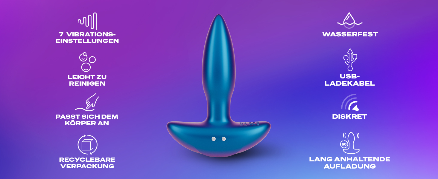 Анальний вібратор Durex Pop & Buzz - 7 режимів, USB-зарядка, вологостійкий, для жінок, чоловіків та пар