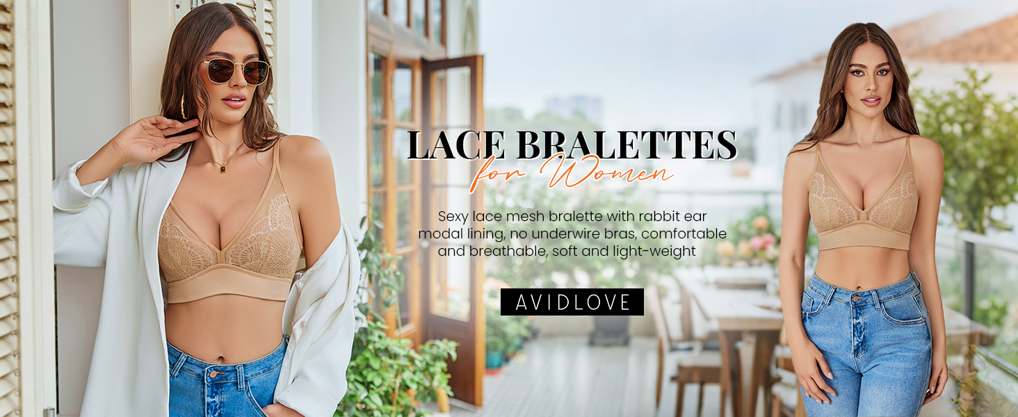 Тонкий мереживний бюстгальтер Avidlove без кісточок, V-подібний виріз, мережа, бралетт, без підкладки, на тонких бретелях, повсякденний, комфортний, класична білизна, XXL, бордовий