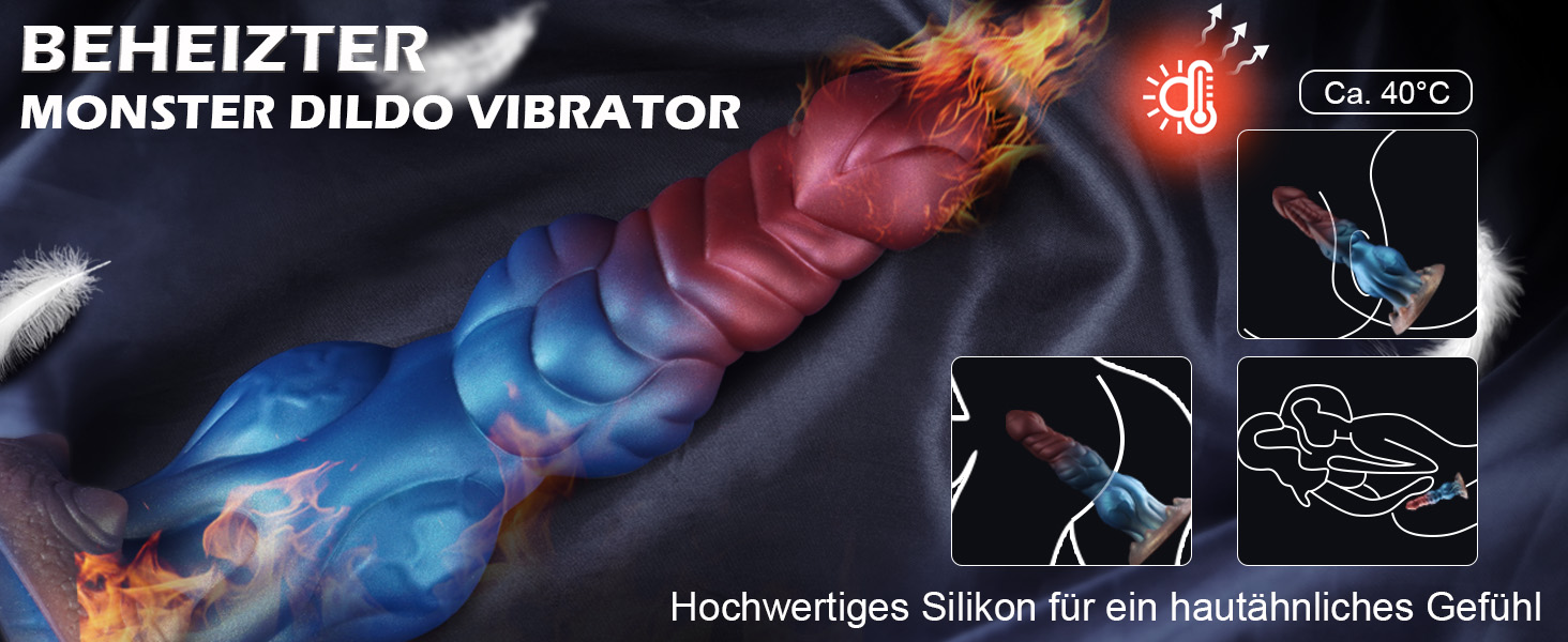 Анальний вібратор-джіґа Monster Dildo з нагріванням, 10 вібрацій та 5 режимів, для чоловіків та жінок