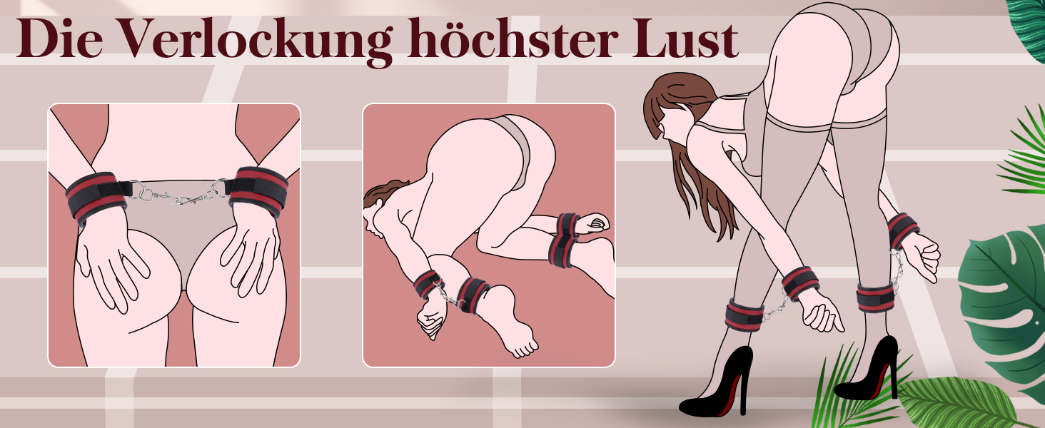 Набір для БДСМ-зв'язування: 12 предметів для еротичних ігор для пар. Включає наручники, кайдани для ніг, ошейник, пов'язку на очі, кліпси для сосків, м'ячик-знеболювач, хрестовину. Підходить для початківців, чоловіків та жінок. Червоний колір.