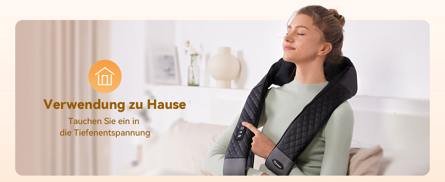 Масажер для шиї та плечей KNQZE з інфрачервоним підігрівом та 4D Shiatsu масажем для спини