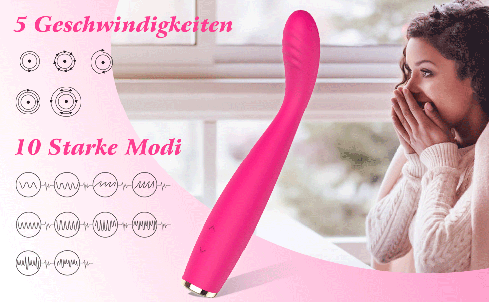 Вібратор для клітора та G-точки Adorime, масажний стрижень з силікону, 5 швидкостей, 10 режимів, водонепроникний, рожевий