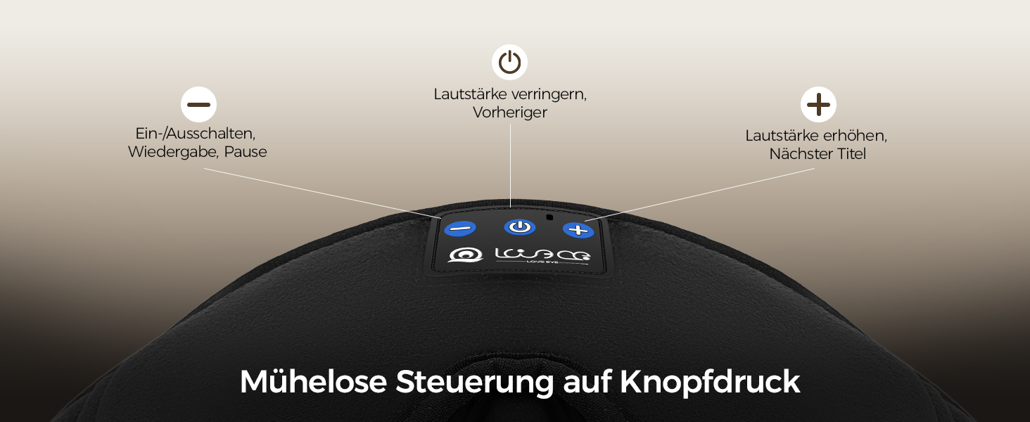 Bluetooth-маска для сну LOVE EYE для тих, хто спить на боці, з ультратонкими навушниками, дихаюча бавовняна тканина, антрацит