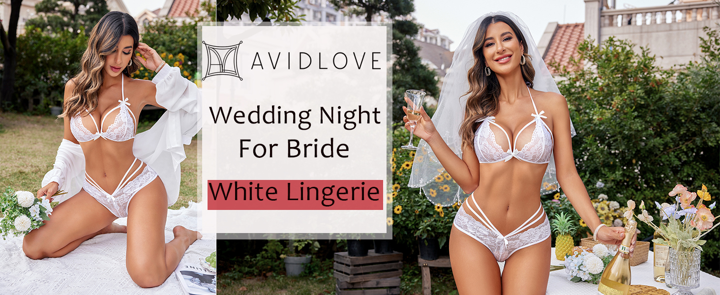 Avidlove Комплект нижньої білизни для жінок: мереживний babydoll з push-up бюстгальтером та трусиками. Стильний комплект рейнговий кольору.