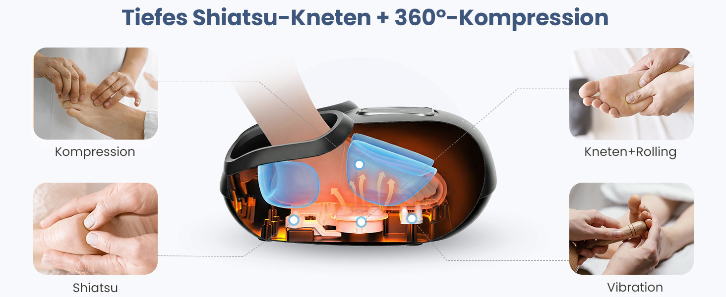 Електричний масажер для ніг COMFIER Shiatsu, інфрачервоний масажер стоп, чорний