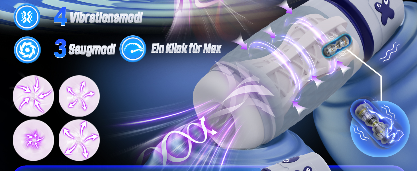 Секс-іграшка для чоловіків Eanatoys Masturbieren: 3 соски, 4 вібратори, реалістична вагіна, імітація оргазму, сірий колір