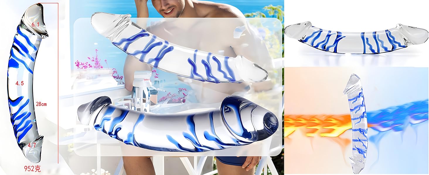 Секс-іграшка XoticPlay: дildo зі скла, анальний плагін з G-точкою, 28 см