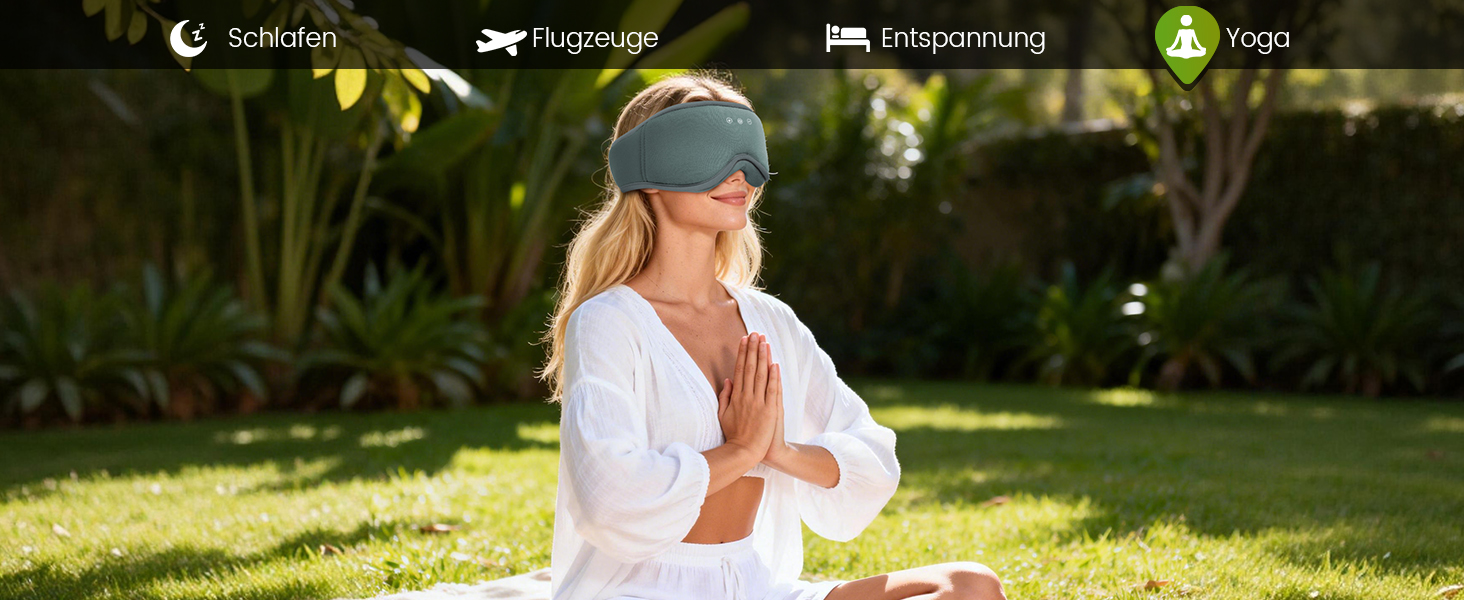 Bluetooth-навушники для сну MUSICOZY 5.4 — Маска для сну з 3D бамбуковою бавовною, повне затемнення (Blackout), 16 годин роботи, для подорожей та людей, що сплять на боці (Димчасто-сірий)