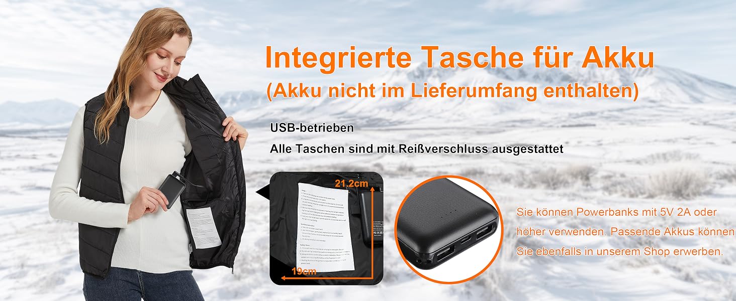 Унісекс жилет з підігрівом для чоловіків та жінок, зігріваючий жилет з 15 heating-зонами для роботи на вулиці та активного відпочинку, чорний (M, без акумулятора)