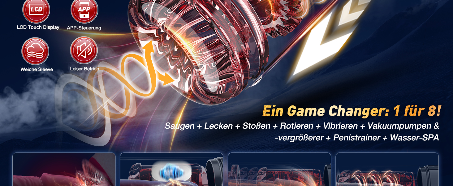 Мастурбатор для чоловіків з функцією вигину, ротаційним насосом та керуванням через додаток - сексуальна іграшка для чоловіків