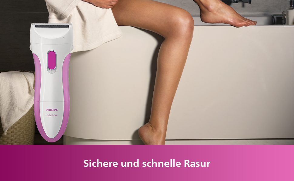 Електричний жіночий епілятор Philips Ladyshave Wet & Dry HP6341/00 для ніг, пахв та бікіні, вологостійкий